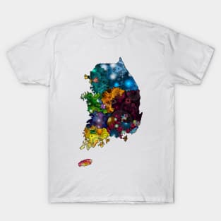 Spirograph Patterned South Korea Provinces Map T-Shirt